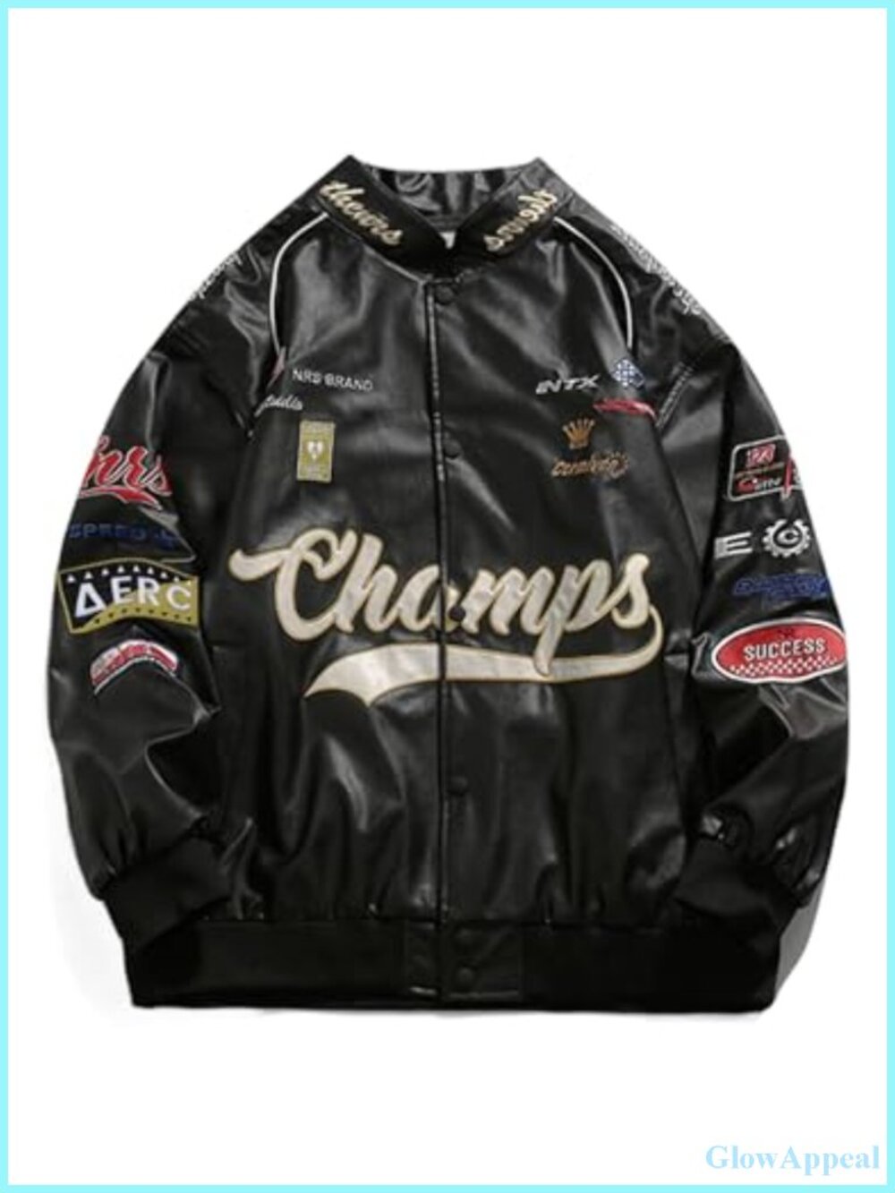 Faux Leather Racing Jacket Oversized Motorcycle Biker Streetwear